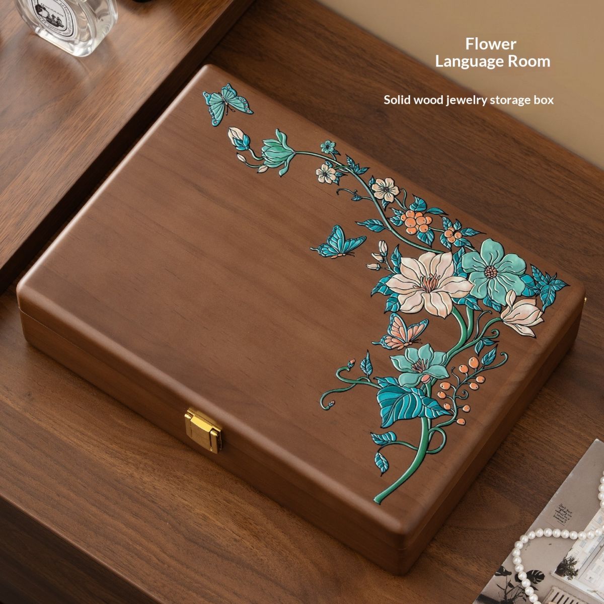 Solid Wood Jewelry Storage Box Dedicated Organizer And Display Case For Rings Necklaces And Earrings