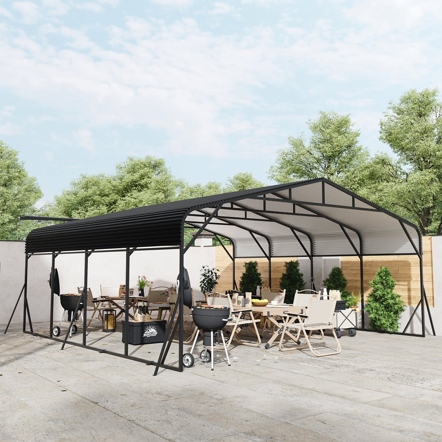 Carport 20 X 20 Shelter - Perfect Solution For Vehicles, Boats & Equipment - Durable, All-Weather, Quick Assembly - Spacious, Secure, Reinforced
