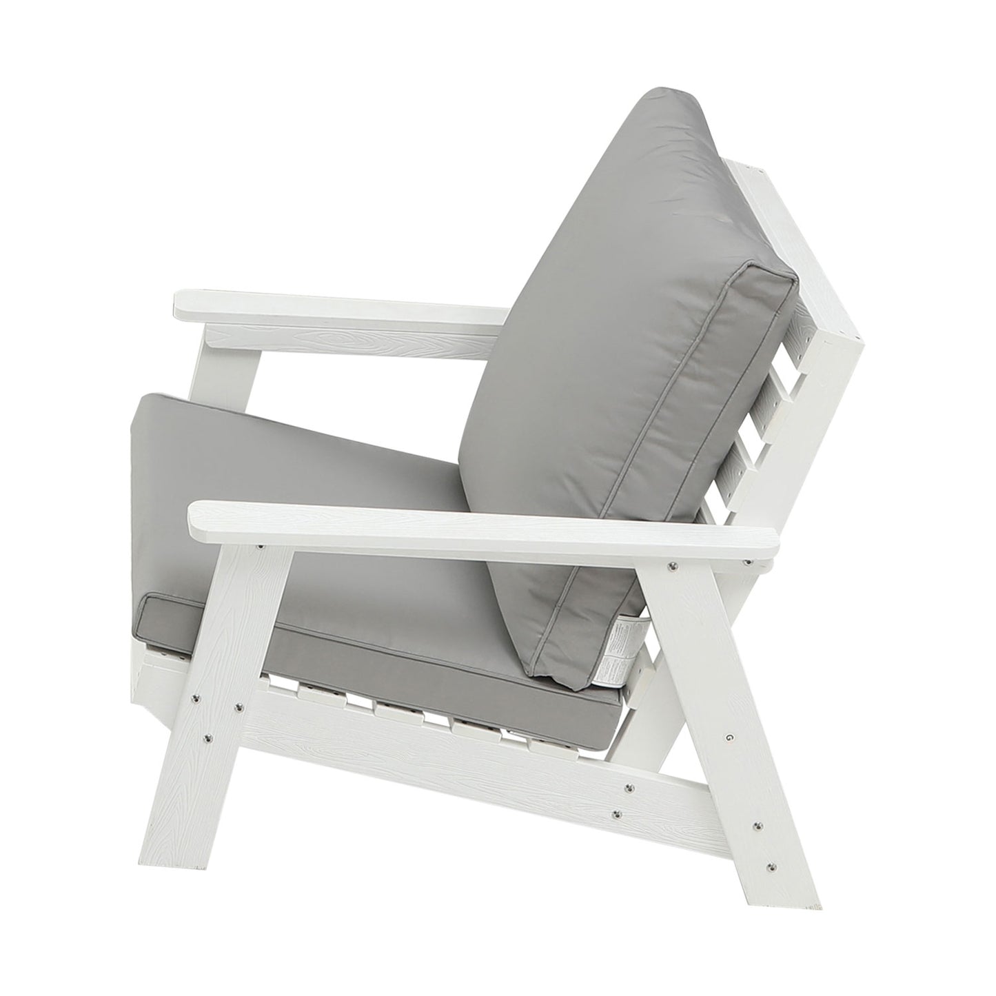 HIPS All-Weather Outdoor Single Sofa With Cushion, White Grey