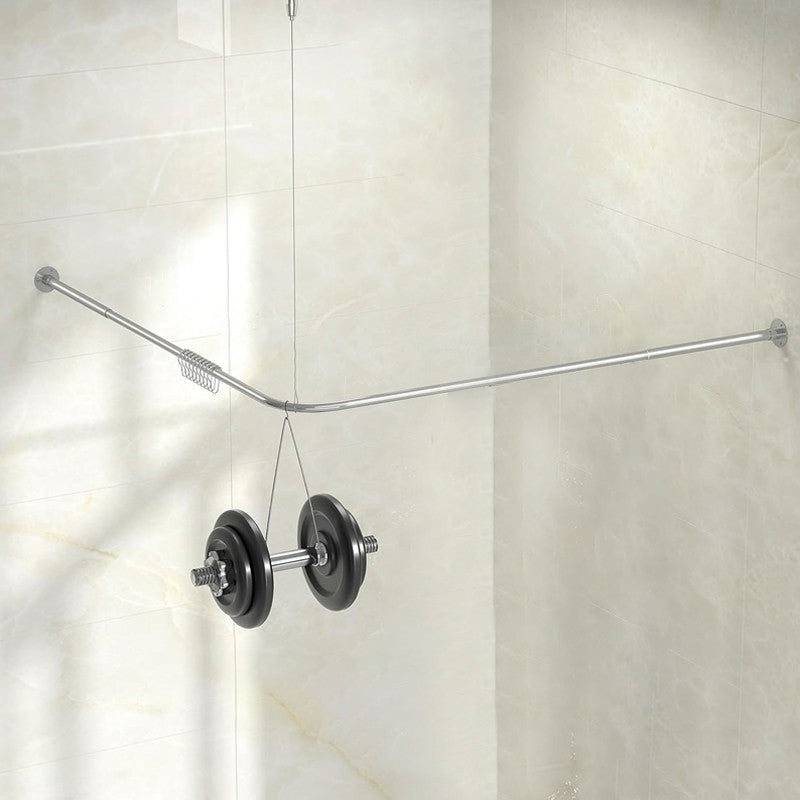 L Shape Shower Rail Rods Curtain Rod Wall Mounted Curved Bath Pole For Bathroom