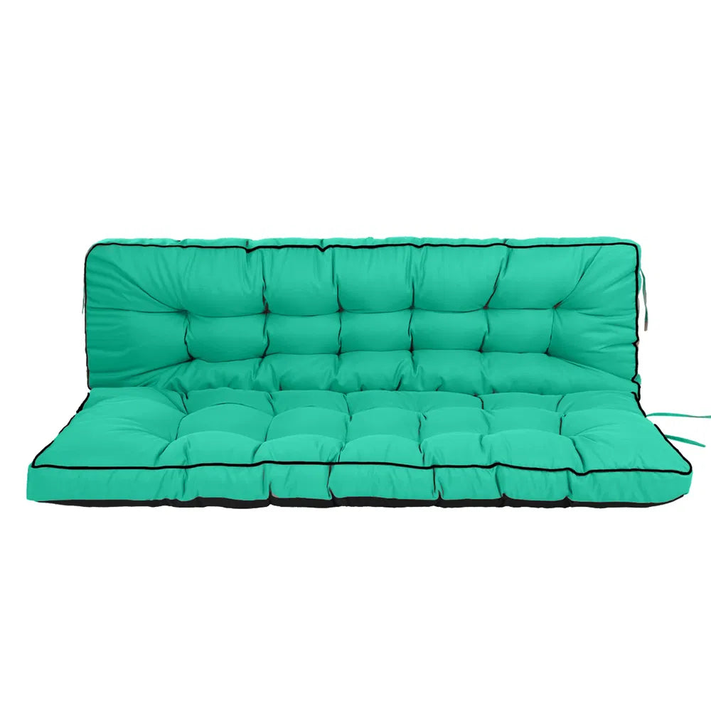 Outdoor Swing Cushions 55 Inch, Waterproof 4' Thick Porch Swing Cushion Replacement With Backrest And Ties, Comfortable 2-3 Seat Pation Swing Pad For Backyard, Garden, Lawn, Outdoor Furniture - Blue