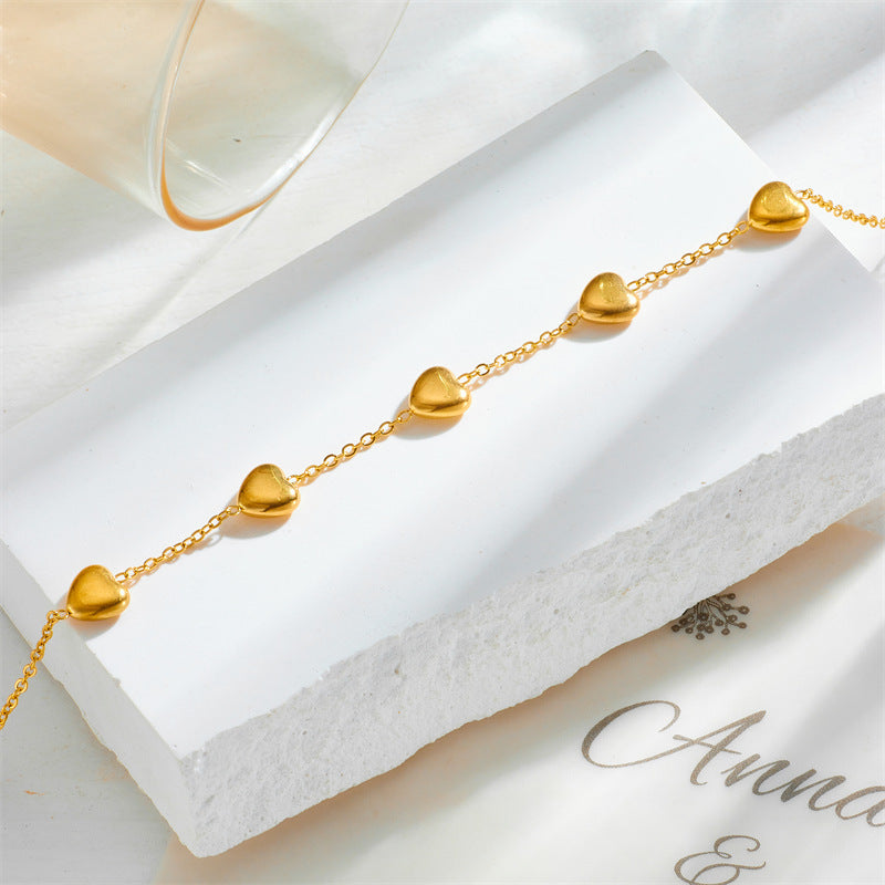 Korean-style 3D Glossy Heart Bracelet Versatile And All-matching
