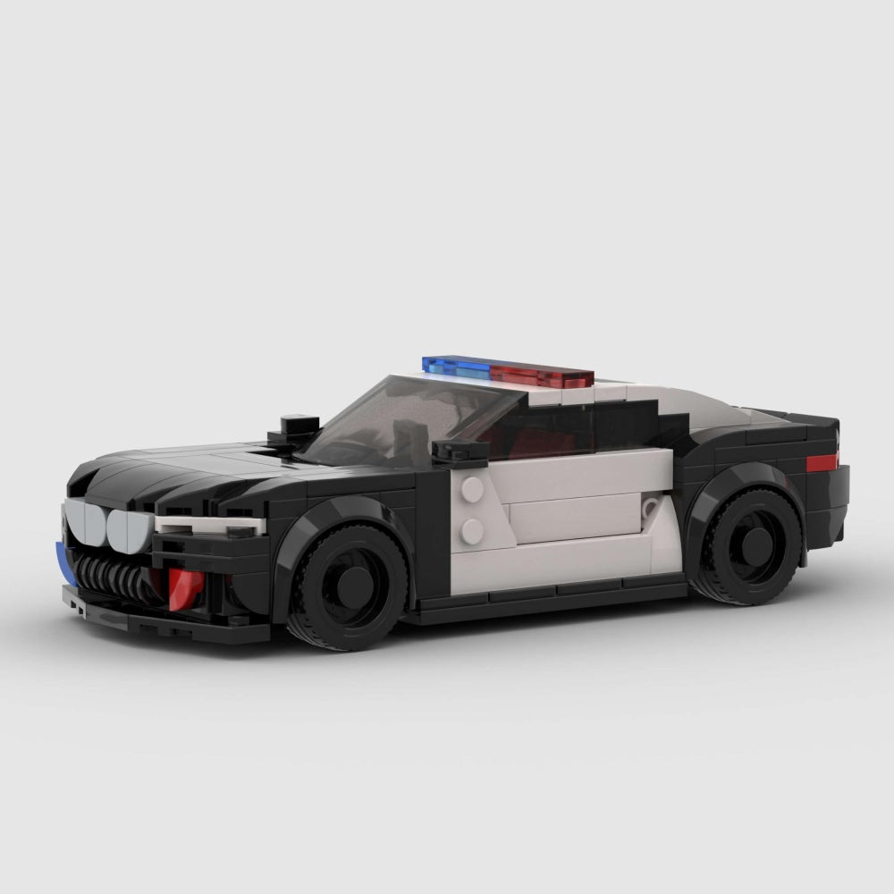 318PCS Police Sports Car Building Blocks, Black & White Cop Vehicle Toy With Light Bar Kit For Kids And Adults,Collectible Police Car Gift