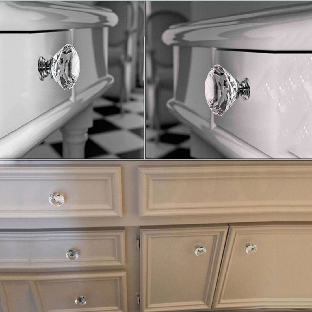 Crystal Clear Knob Diamond Glass Drawer Wardrobe Kitchen Cupboard Cabinet Handle