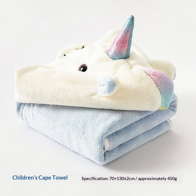 Cartoon Bathrobe Coral Fleece Absorbent Childrens Bath Towel