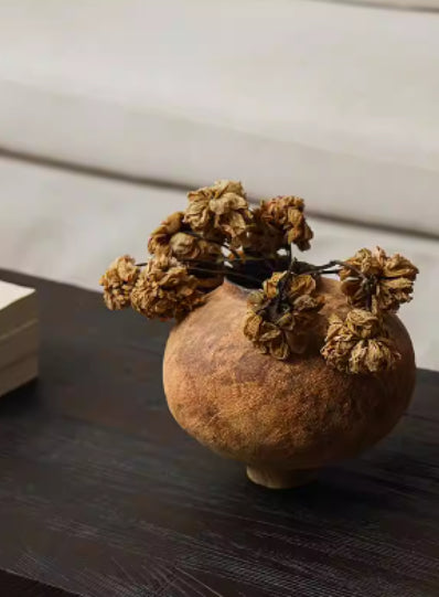 Ceramic Art Vase Zen-Wabi Sabi Japanese Decorative Piece Rustic Stoneware Tea Room Decoration