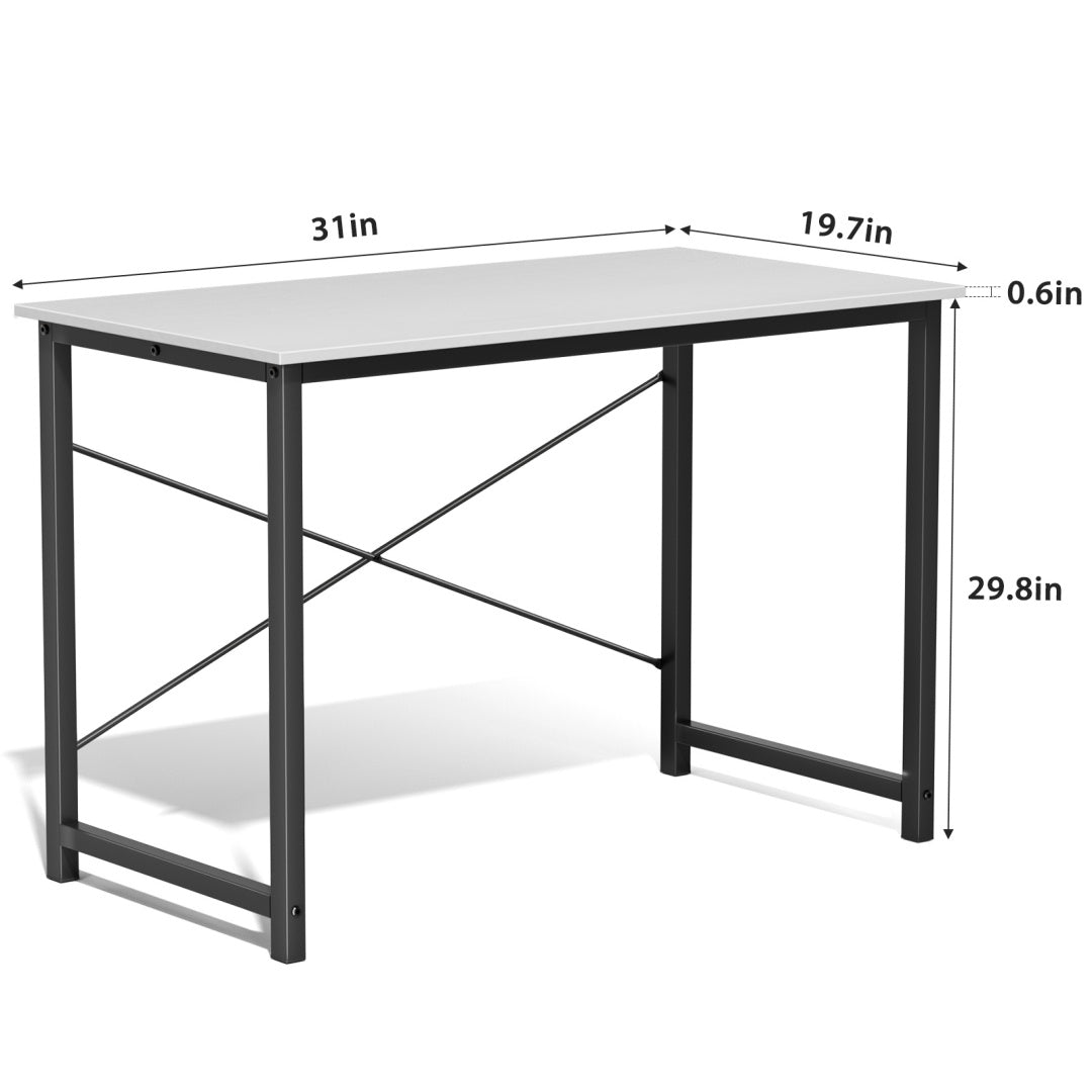 Computer Desk For Home Office, Modern Study Work Table Simple Style For Bedroom, Writing Desks With X-Shaped Reinforcement, Rust
