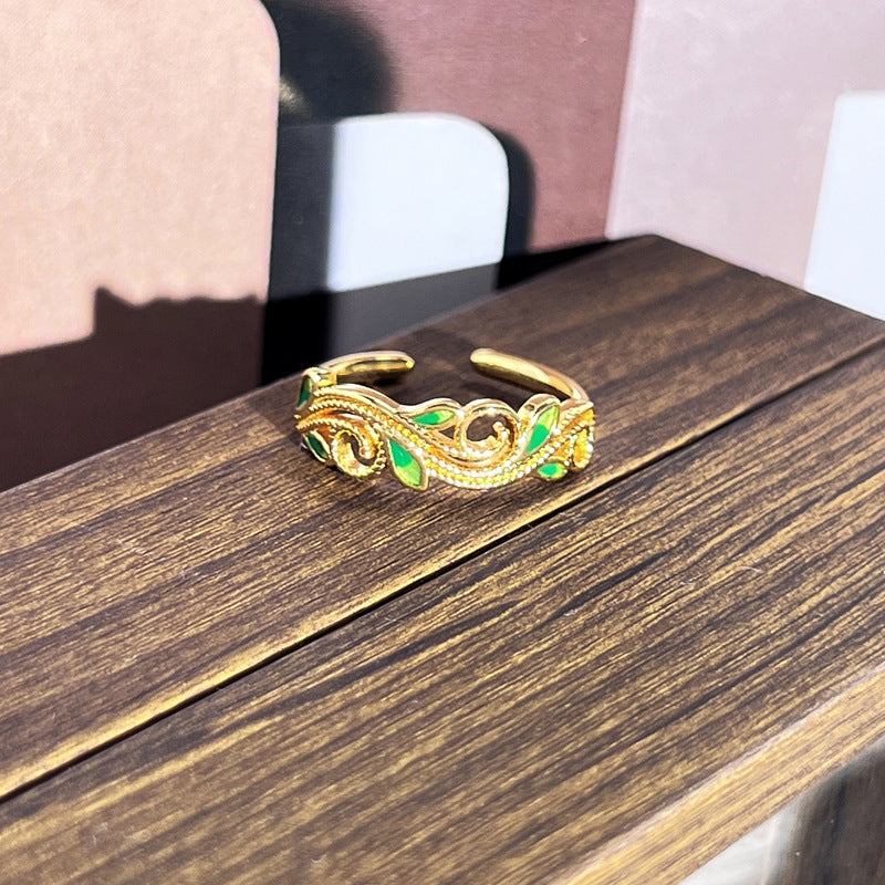 Viral Trendy Color Glaze Floral Rings Retro Sweet Edgy Ladies Fashion Jewelry