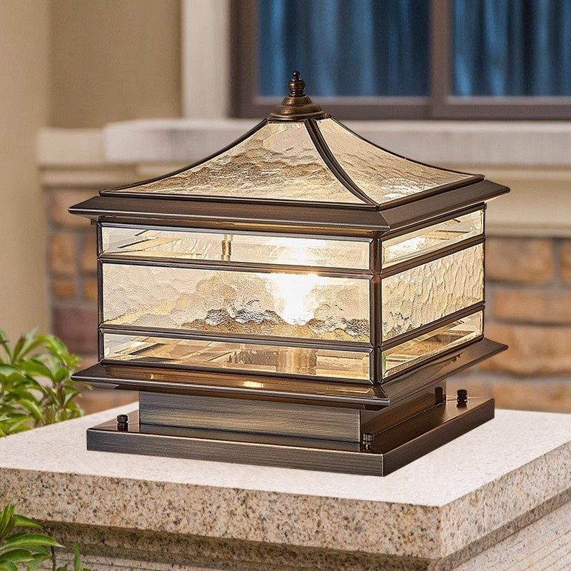 All-copper European-style Gatepost Light Courtyard Lamp Outdoor Waterproof