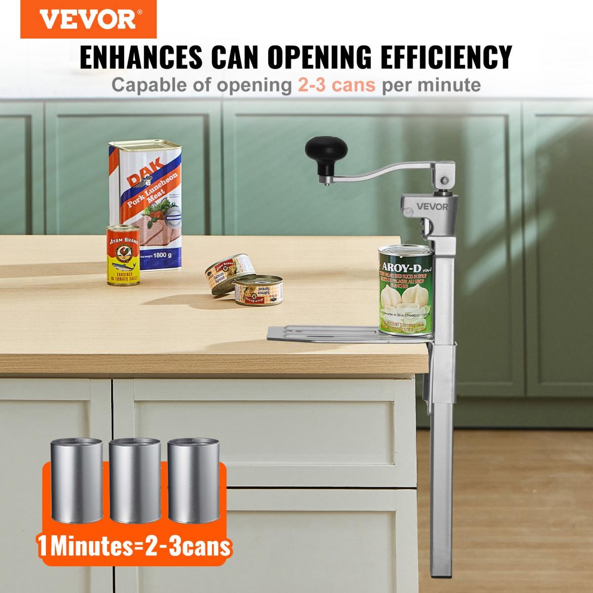 Commercial Can Opener, Heavy-Duty Manual Tabletop Cans Opener For Cans Up To 11.8 In Height, Height-Adjustable Professional Can Openers Fixed With Screws, For Restaurant, Hotel, And Food Store