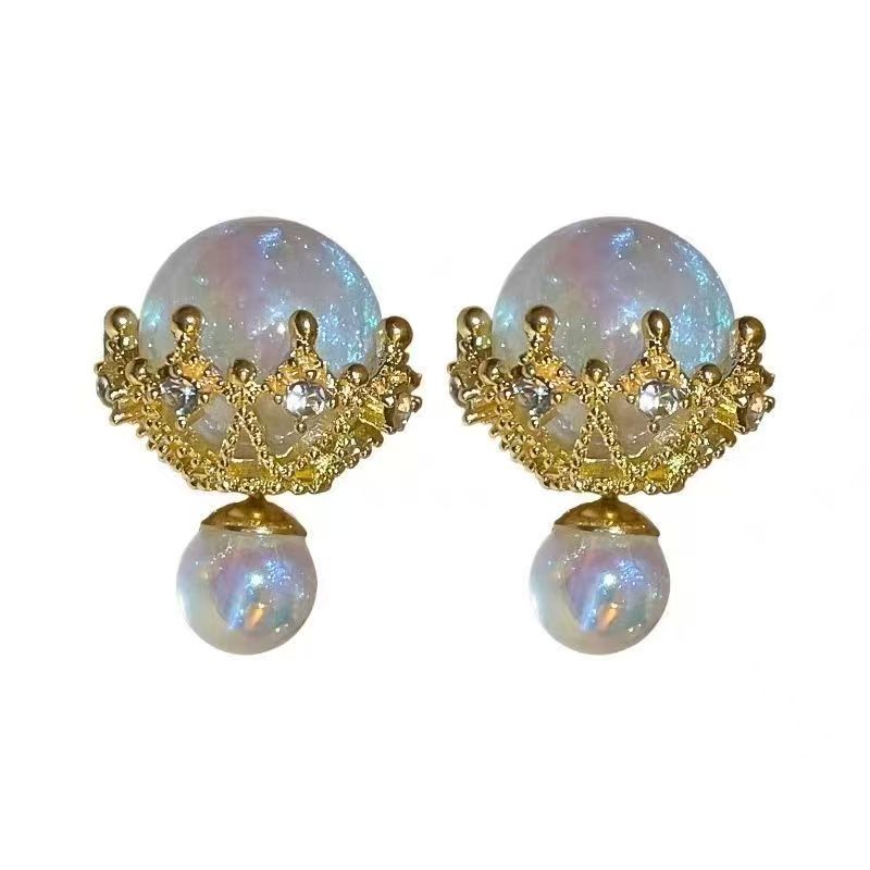 Mermaid Glow Pearl Double-Sided Wear Earrings, Fashion Light Luxury Studs, Elegant Versatile Ladies Ear Jewelry
