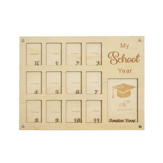 Wooden School Years Picture Frame Kindergarten To Senior Graduation Multi Slots Photo Display Wall Decor Children School Memory Keepsake Frame
