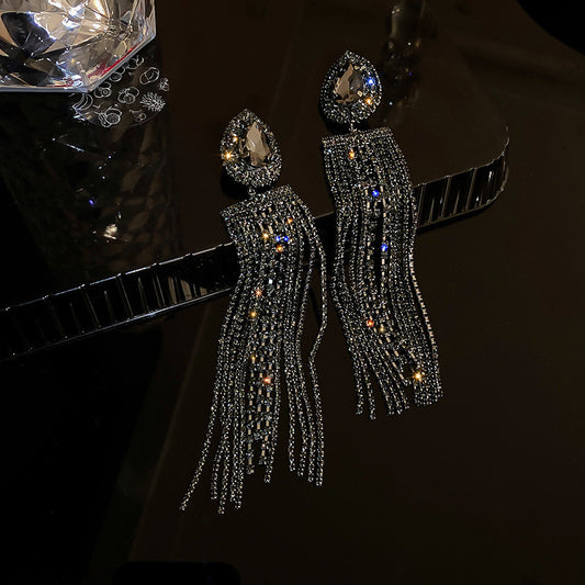 Classic Vintage Geometric Earrings Women Rhinestone Pendant Studs  Elegant Gift
