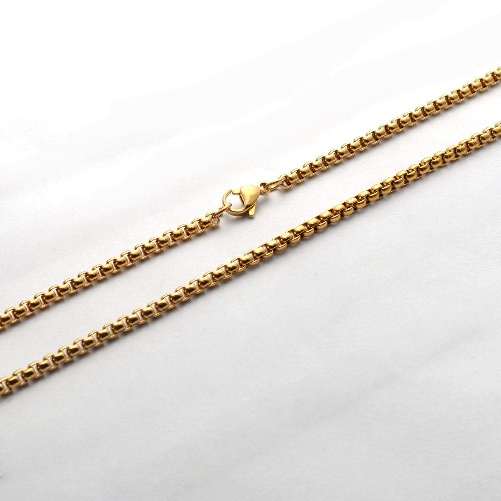 European And American Mens Fashion Stainless Steel Square Pearl Chain Titanium Steel Necklace