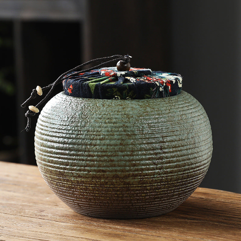 Coarse Pottery Tea Caddy Airtight Container Ceramic Puer Tea Canister