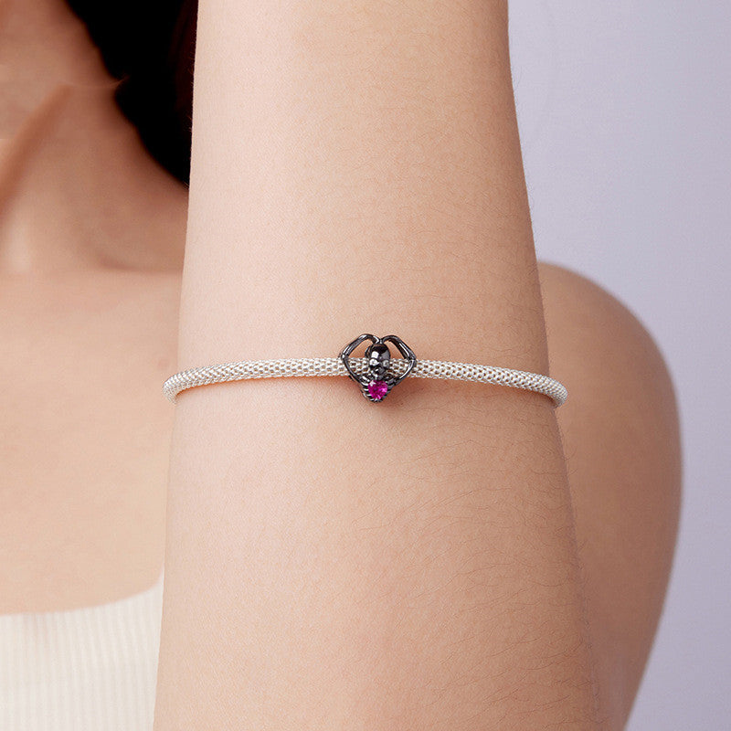 Halloween Than Heart Skull Bead Accessories Funny Festival S925 Silver