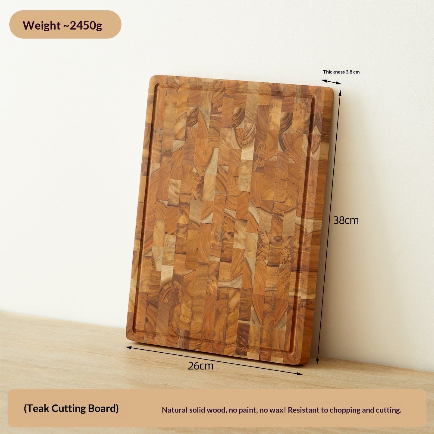 Teak Cutting Board Double-sided For Home Use Solid Wood
