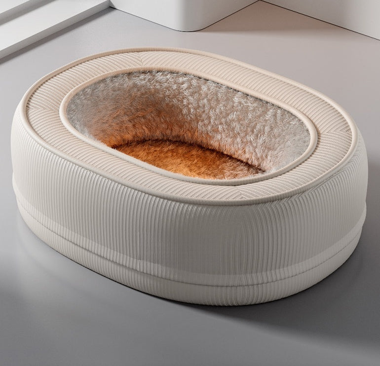 Warm Pet Bed With Arctic Fleece Soft Velvet Lining With Pressure Relieving Foam For Senior Cats Small Dogs