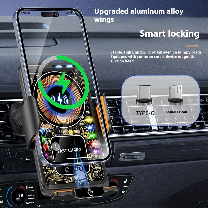 Car Phone Holder Transparent Magnetic Direct 15W Wireless Fast Charging Bracket Charger