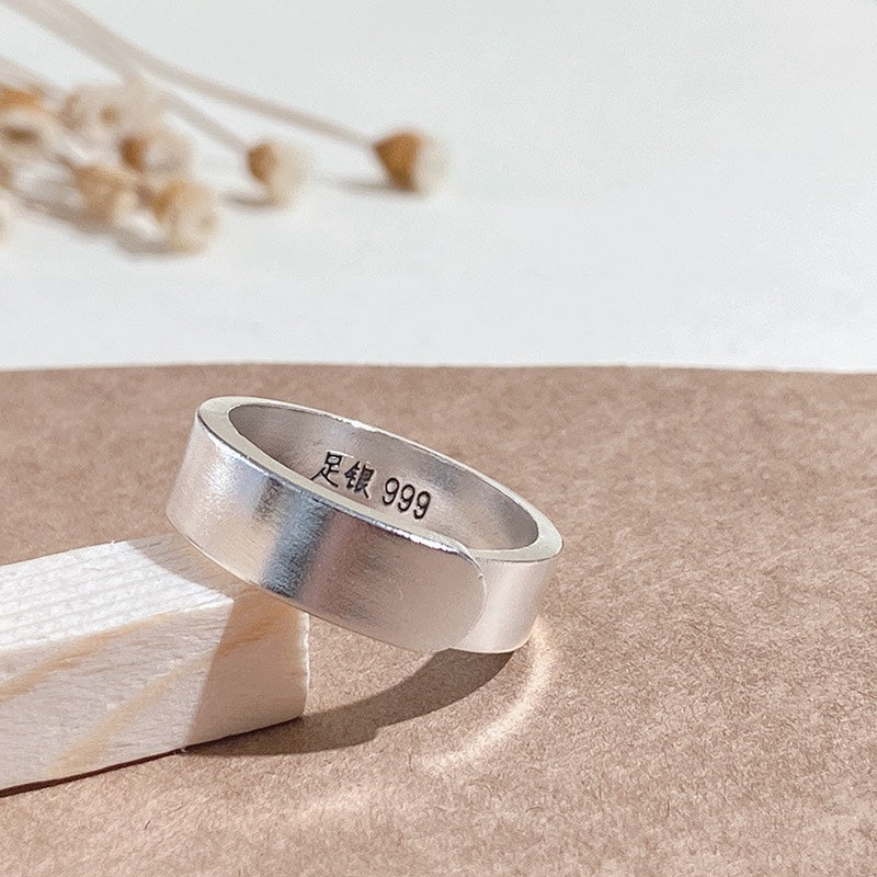 1pcs 999 Sterling Silver Polished Band Statement Ring, Elegant Simple Style, Ideal For Birthdays & Holiday Gifts