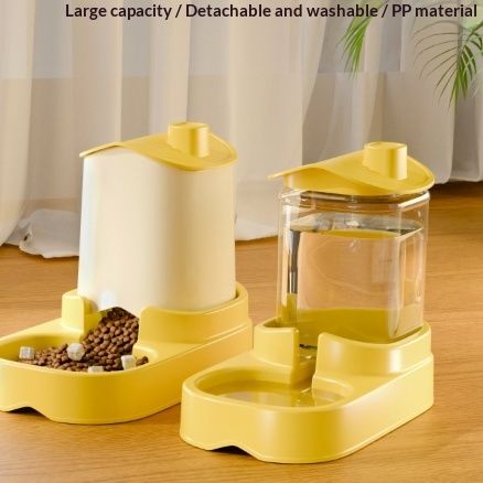 Cottage-style Split-unit Automatic Food And Water Dispenser Cat Feeding Bowl With Auto-refill Feature