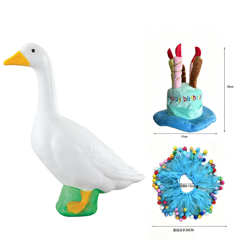Pet Goose Birthday Hat And Scarf Decor Set
