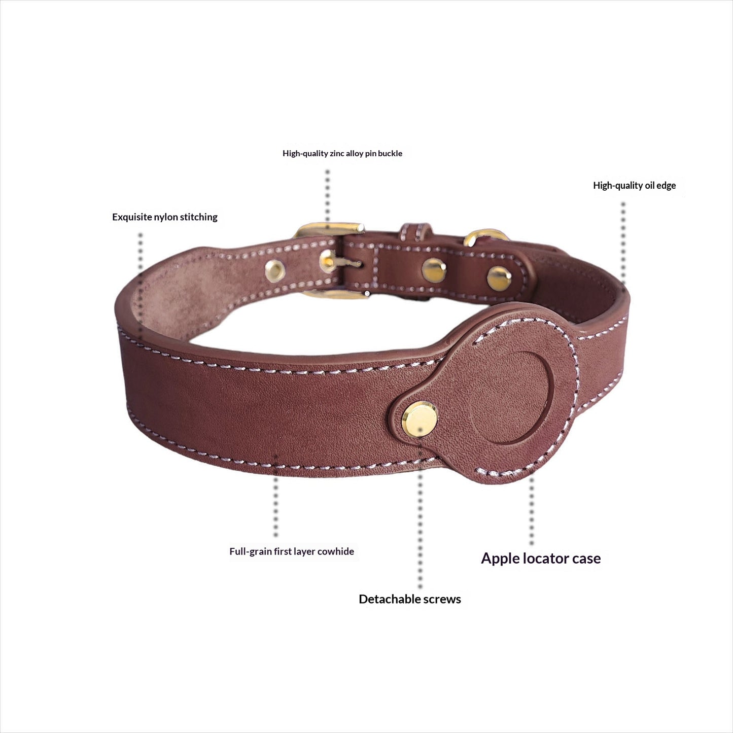 Full-grain Cowhide Detachable Pet Leather Collar