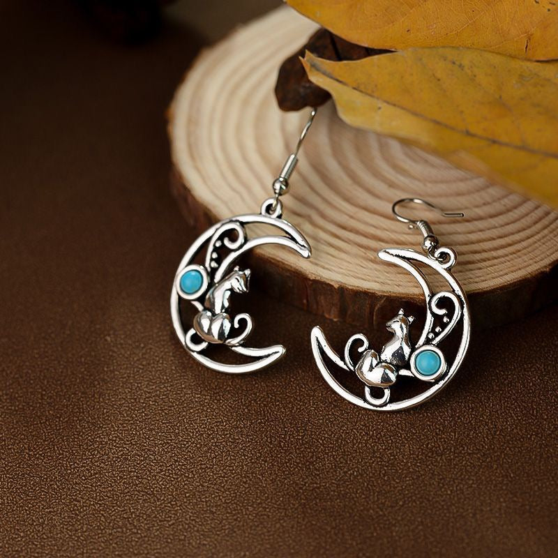 Bohemian Retro Earrings Women Leaf Faux Turquoise Teardrop Dangle Vintage Ethnic Gift