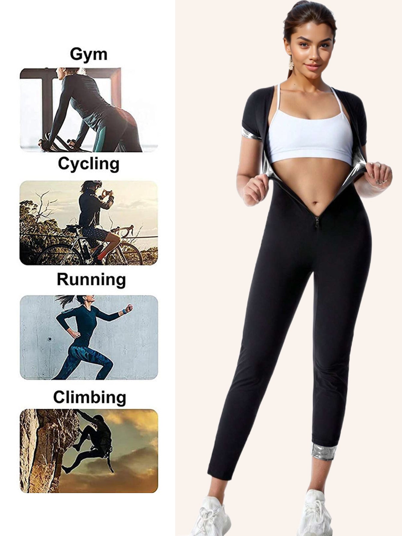 Women's Sauna Suit Short Sleeve Jumpsuit, Sweat Enhancer Workout Shapewear, Corset Waist Trainer For Body Sculpting