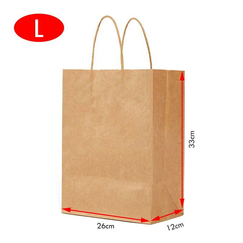 Kraft Paper Bags 50 X Bulk Gift Shopping Carry Craft Brown Bag With Handles AU