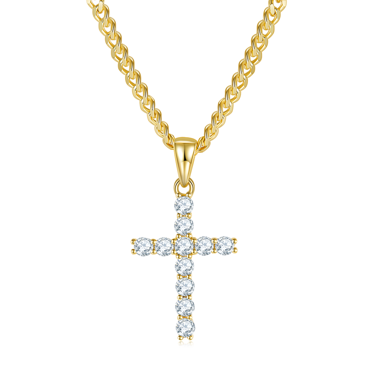 S925 Sterling Silver D Color VVS1 Moissanite Cross Pendant No Chain 1.6g Platinum Plated GRA Certified Gift Box
