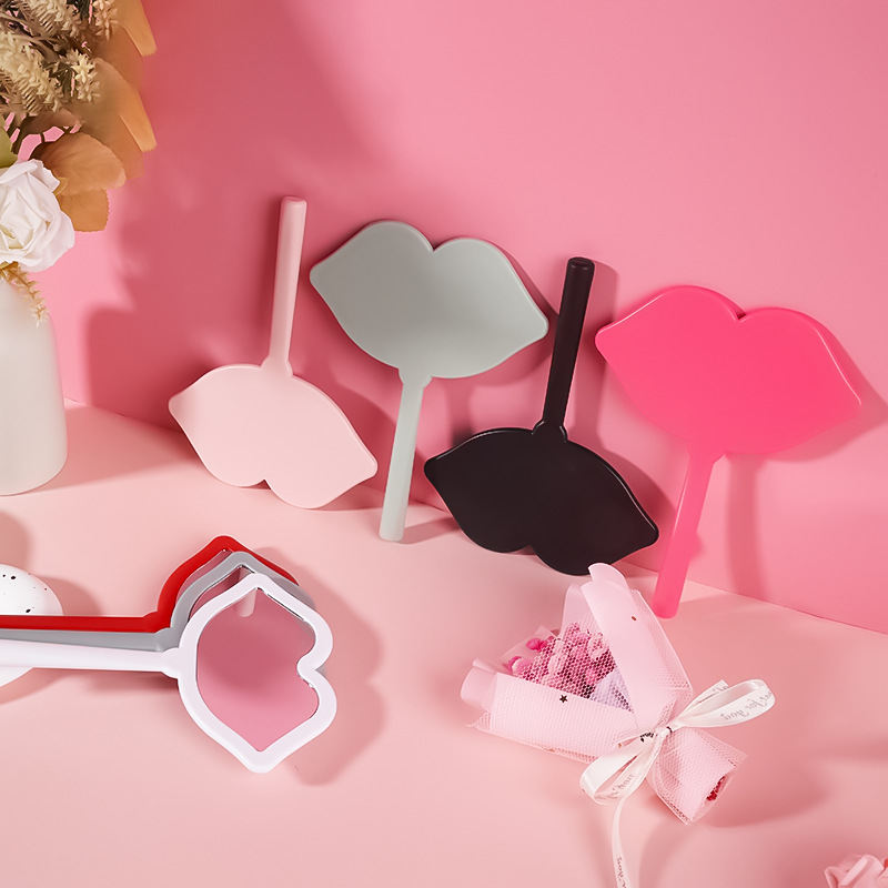 Lip Hand-held Makeup HD Portable Makeup DIY Mini Mirror
