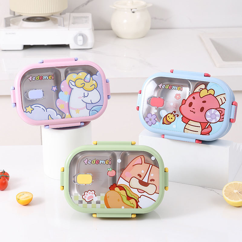Food-grade 304 Stainless Steel Two-compartment Lunch Box