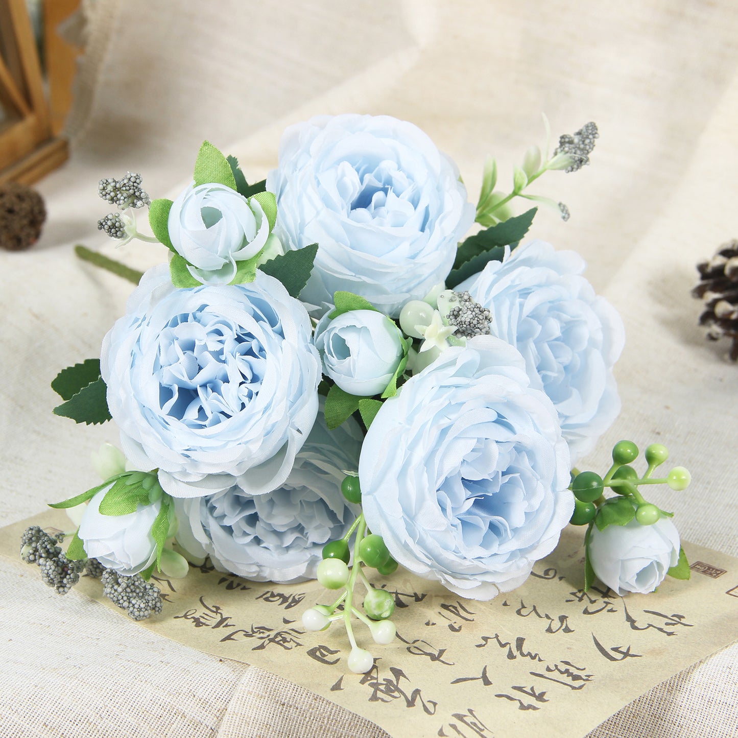 Home Wedding Rose Bouquet Made Of Silk Flowers