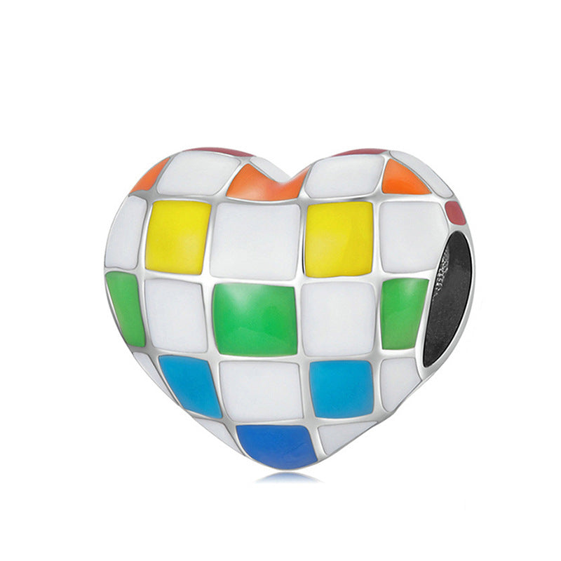Animal-themed Colorful Heart-shaped Large-hole Beads For DIY Bracelet Accessories