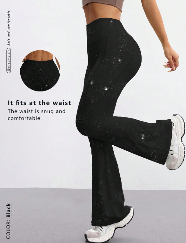 High-waisted Casual Flared Pants For Fitness And Sports