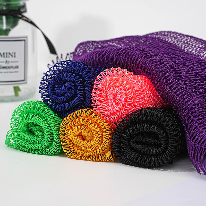 Back Exfoliating Strip-Style Bath Towel With Rope