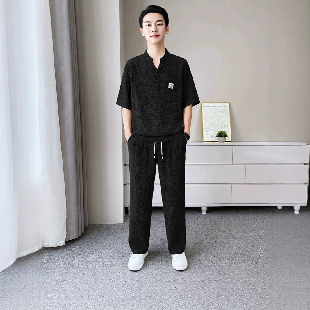 Mens Summer Lightweight Traditional ChineseStyle New Chinesetyle Set