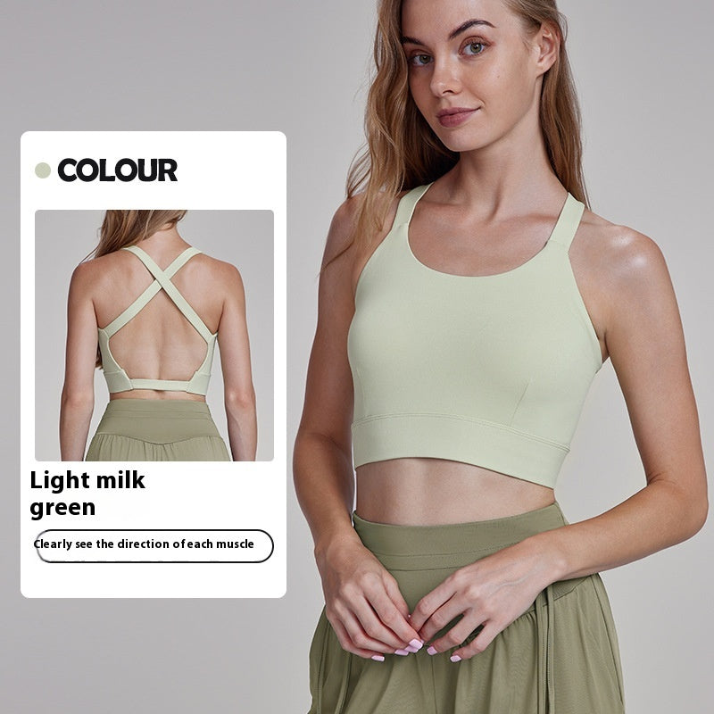 Yoga Clothes Vest Fitness Outer Wear Cross Beauty Back High Sense
