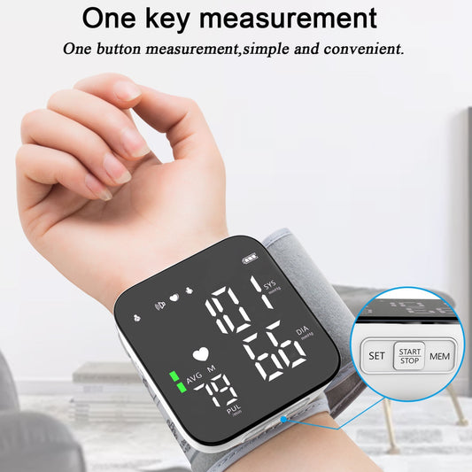 Wrist-type Electronic Blood Pressure Monitor With LED Display And Smart Features