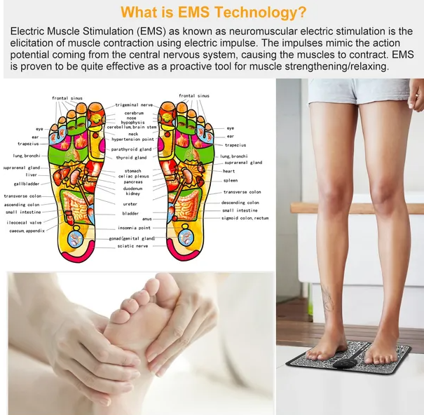 EMS Foot Massage Pad Electric Stimulator Massager Unit Leg
