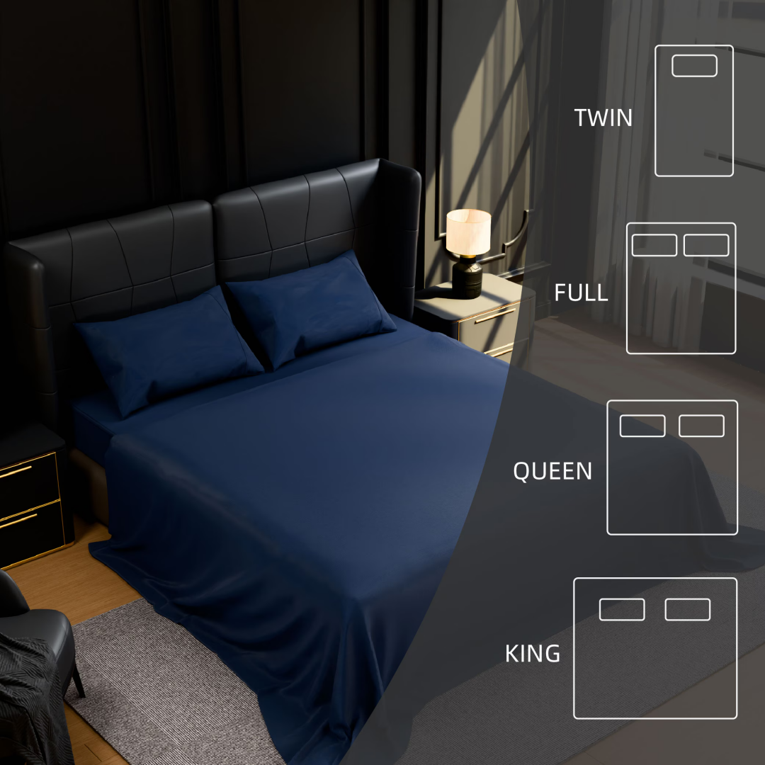 Bedding Full Bed Sheets Set  4 Piece Bedding - Brushed Microfiber  Shrinkage And Fade Resistant - Easy Care Full, Navy Blue