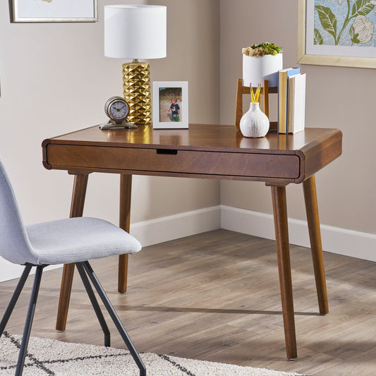 Writing Desk With Large Drawers,Computer Table For Home Office Workspace Or Entryway,Brown Color