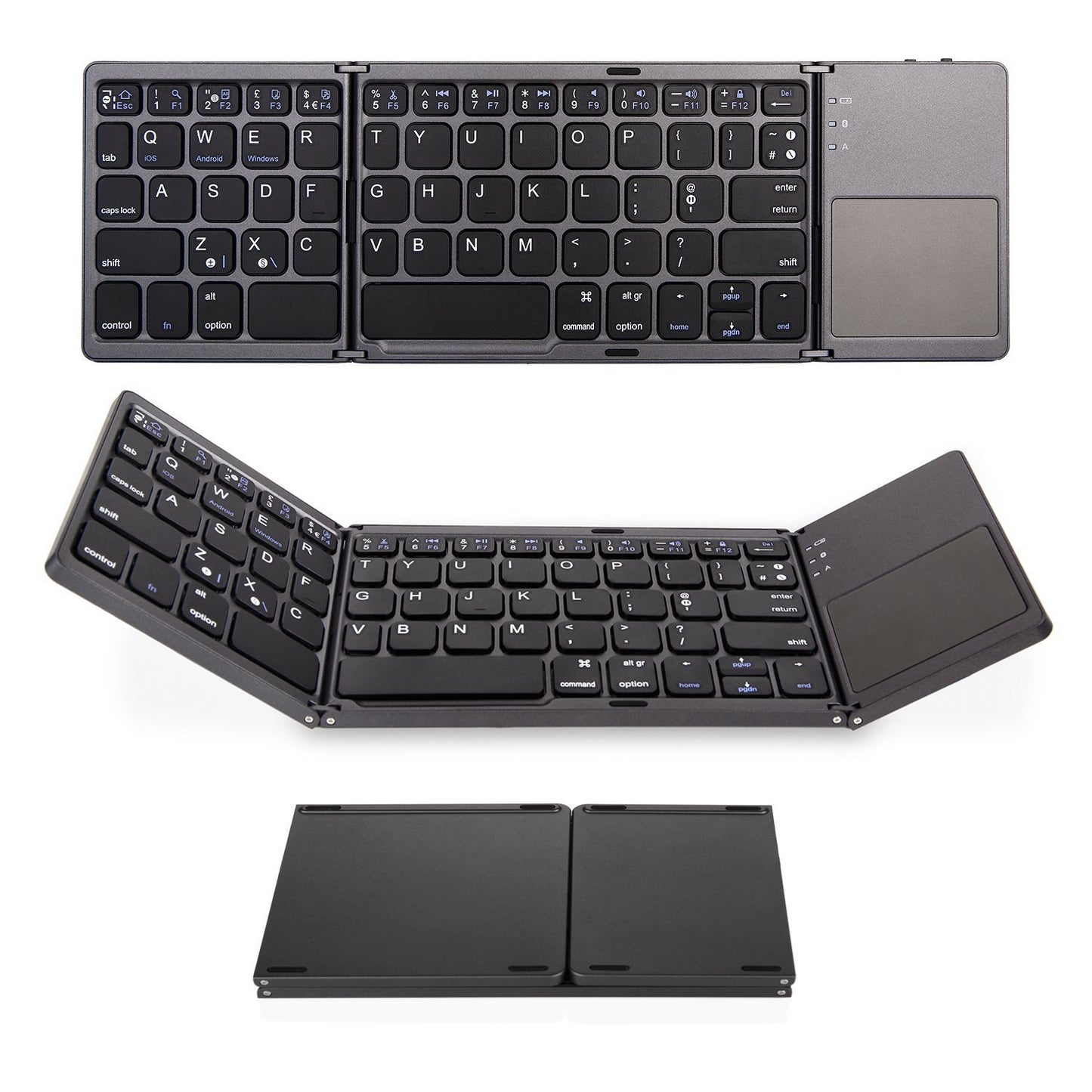 Folding Tablet Phone Computer Wireless Foldable Bluetooth Keyboard Multi-Function Button