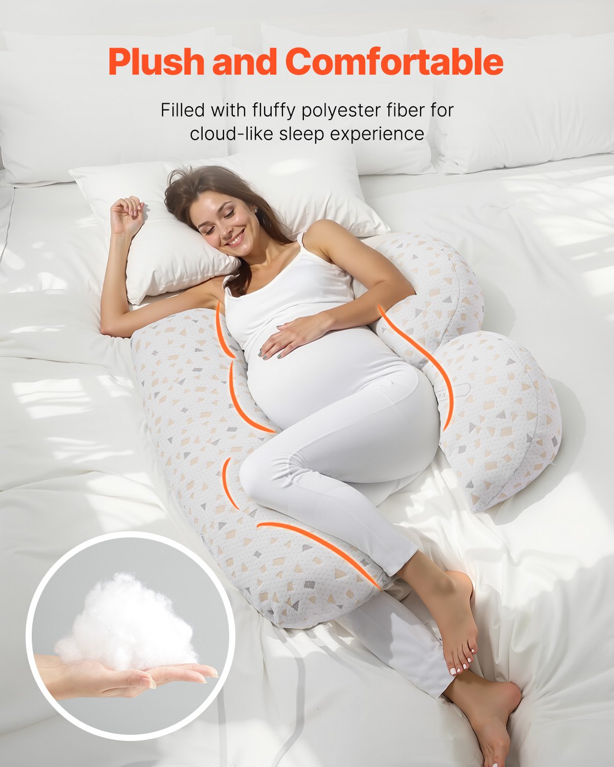 Pregnancy Pillows For Sleeping, Adjustable Maternity Pillow For Pregnant Women, Soft Pregnancy Body Pillow With Removable & Washable Cover For Back Belly Hip Support, Lightweight And Portable