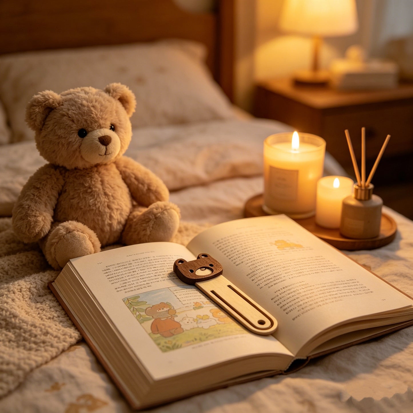 Retro Log Animal Bookmark Fox Bear Lion Three-dimensional Wooden Clip Student Reading Stationery Holiday Gift