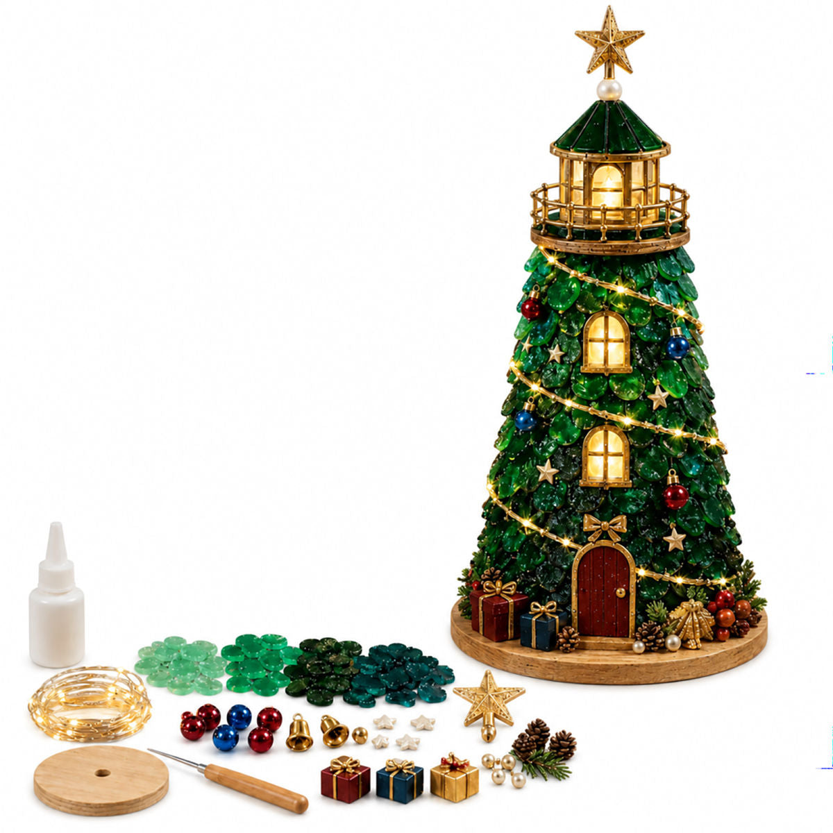 Christmas Santa Sea Glass-Style Lighthouse Kit