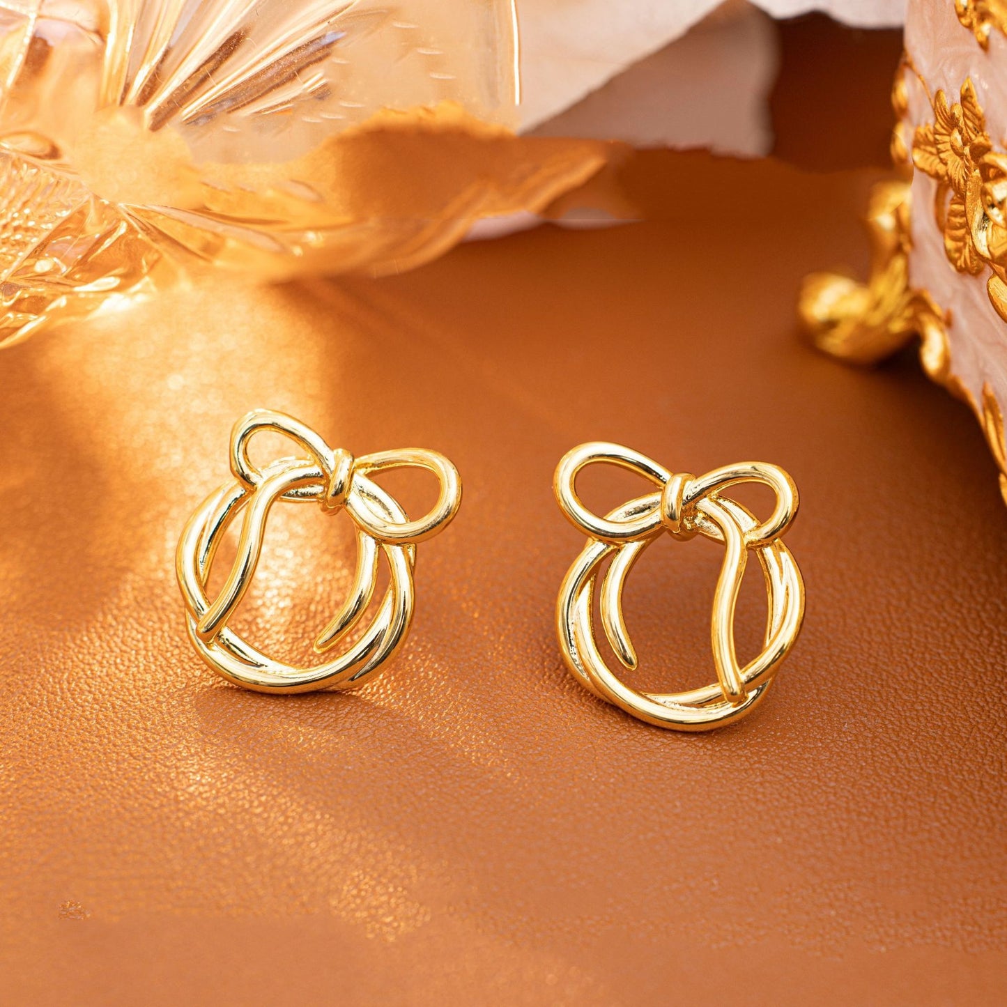 New Rabbit Bowknot K-gold Plated Earrings