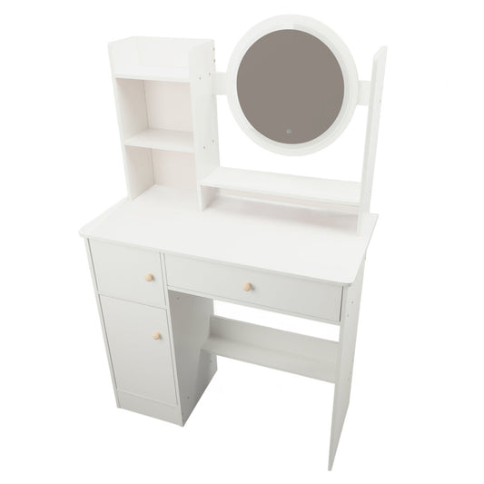 Vanity Desk With Mirror And Lights Multifunction Modern Lighted Mirror Makeup Vanity Table With 2 Drawers For Bedroom