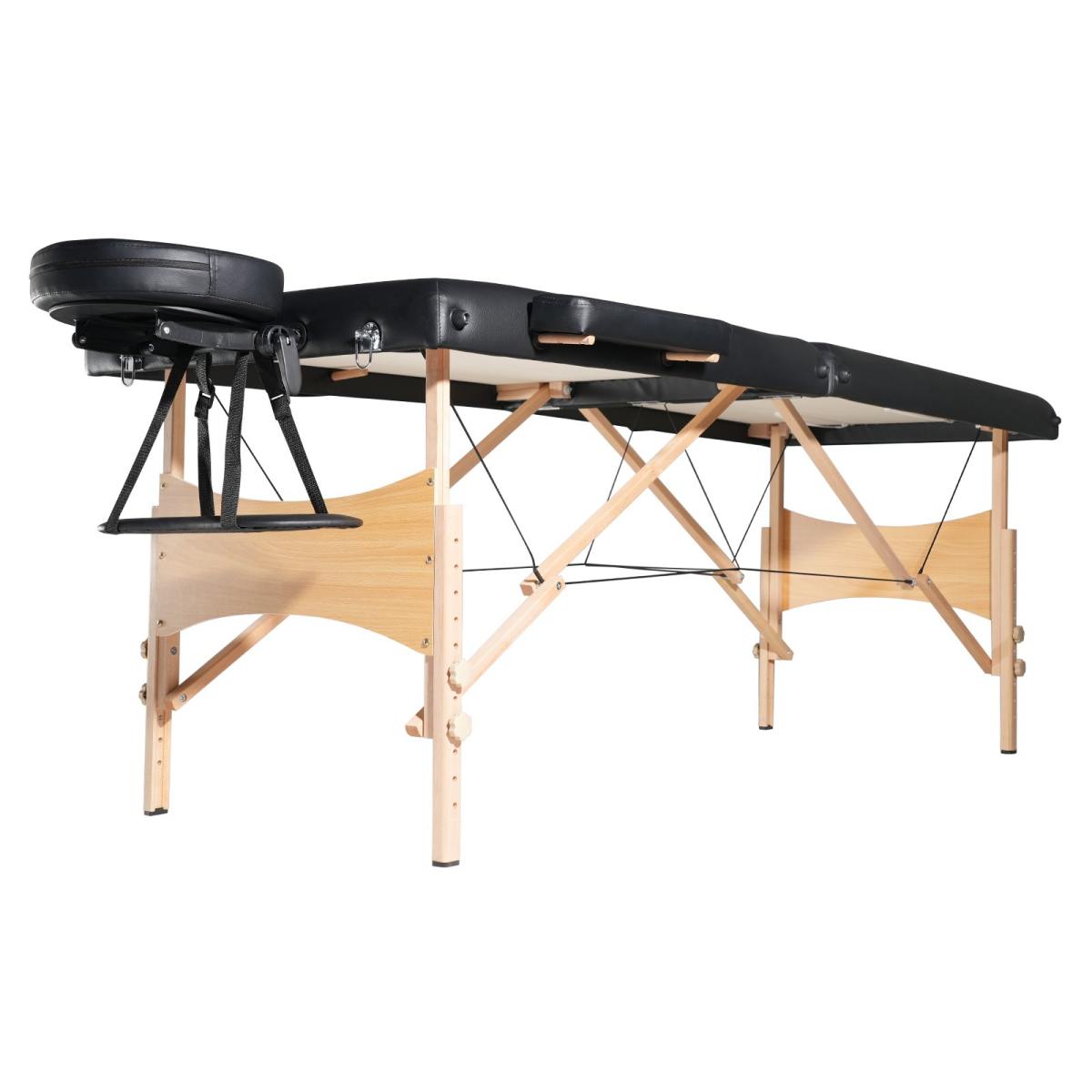 Portable Massage Table 28" W, 2 Folding Lightweight Massage Table, 8-Level Height Adjustable Salon Tattoo Bed, Spa Table With Headrest, Armrests, Hand Pallet & Carrying Bag, 600LBS